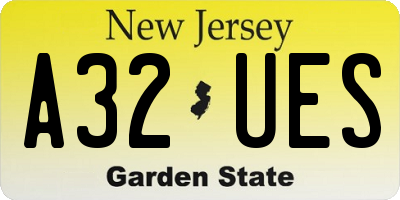 NJ license plate A32UES