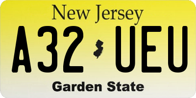 NJ license plate A32UEU