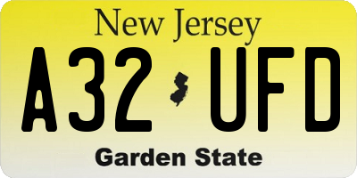 NJ license plate A32UFD