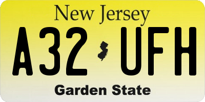 NJ license plate A32UFH