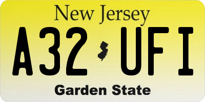 NJ license plate A32UFI
