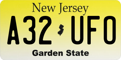 NJ license plate A32UFO