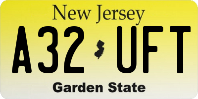 NJ license plate A32UFT
