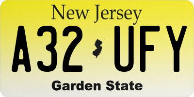 NJ license plate A32UFY