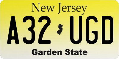 NJ license plate A32UGD