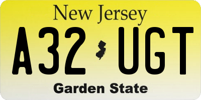 NJ license plate A32UGT