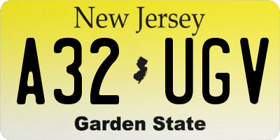 NJ license plate A32UGV