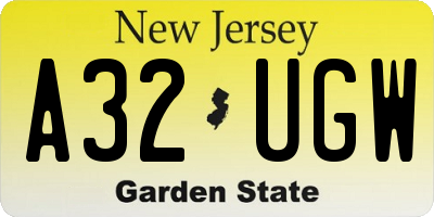 NJ license plate A32UGW