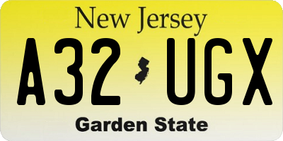 NJ license plate A32UGX