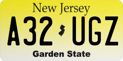 NJ license plate A32UGZ