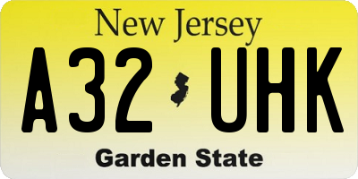 NJ license plate A32UHK