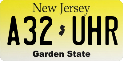 NJ license plate A32UHR