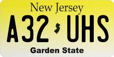 NJ license plate A32UHS