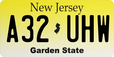 NJ license plate A32UHW