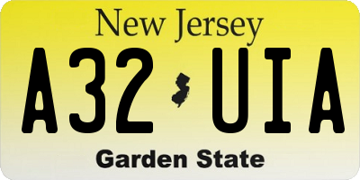 NJ license plate A32UIA