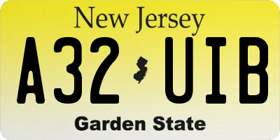 NJ license plate A32UIB