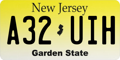 NJ license plate A32UIH