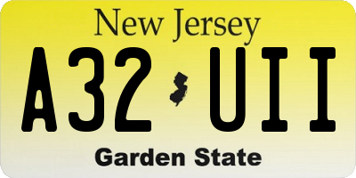 NJ license plate A32UII