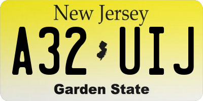 NJ license plate A32UIJ
