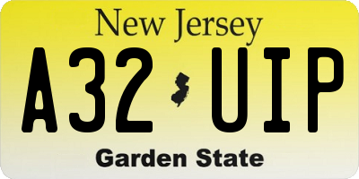 NJ license plate A32UIP