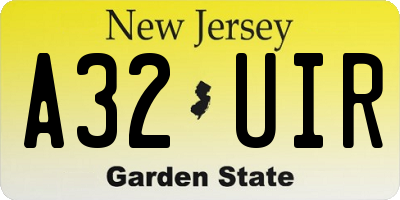 NJ license plate A32UIR