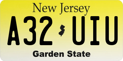 NJ license plate A32UIU