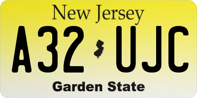 NJ license plate A32UJC