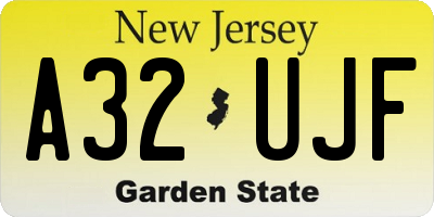 NJ license plate A32UJF