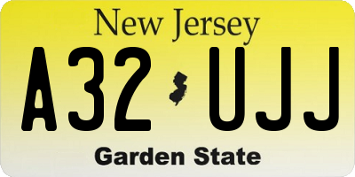 NJ license plate A32UJJ