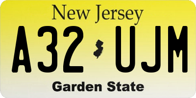 NJ license plate A32UJM