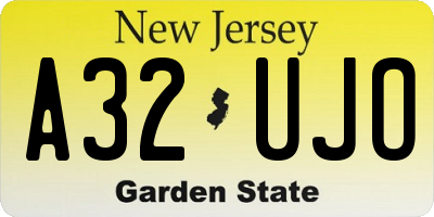 NJ license plate A32UJO