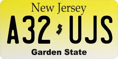 NJ license plate A32UJS