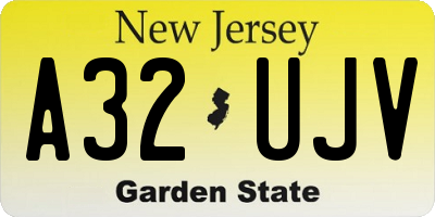 NJ license plate A32UJV