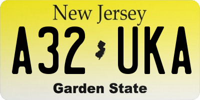 NJ license plate A32UKA