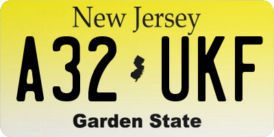 NJ license plate A32UKF