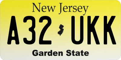 NJ license plate A32UKK