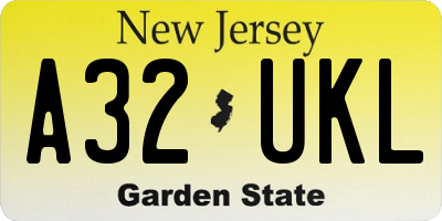 NJ license plate A32UKL