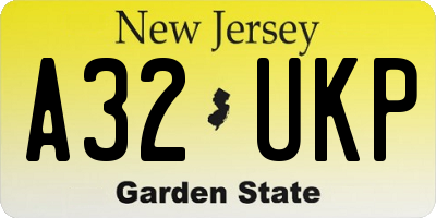 NJ license plate A32UKP