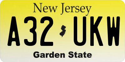 NJ license plate A32UKW