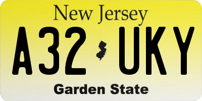 NJ license plate A32UKY