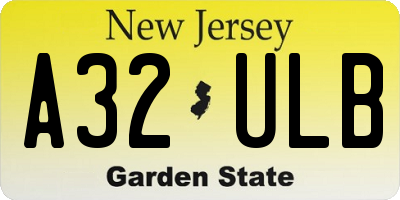 NJ license plate A32ULB