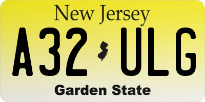 NJ license plate A32ULG