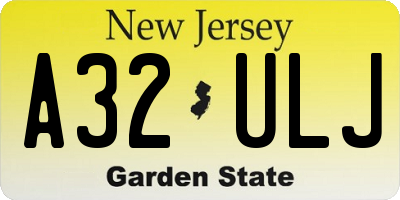 NJ license plate A32ULJ