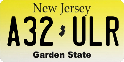 NJ license plate A32ULR