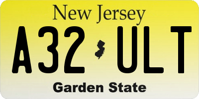 NJ license plate A32ULT