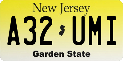NJ license plate A32UMI