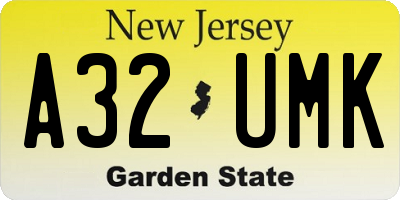 NJ license plate A32UMK