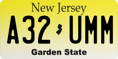 NJ license plate A32UMM