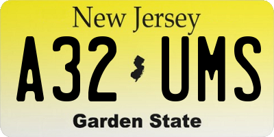 NJ license plate A32UMS