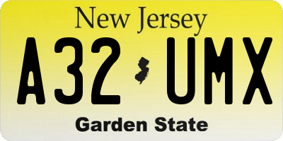 NJ license plate A32UMX